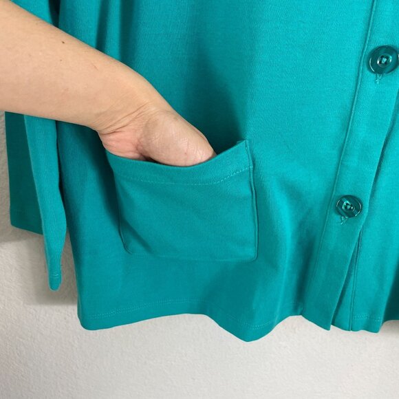 Appleseeds Womens XL Turquoise Button Cardigan Pockets Long Sleeve - Picture 6 of 9